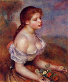 Pierre Auguste Renoir : Young Girl with Daisies